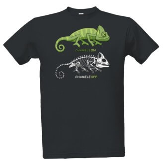 Tričko s potiskem a nápisem chameleon chameleoff