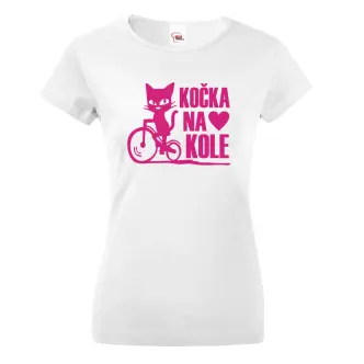 Dámské tričko s potiskem Kočka na kole