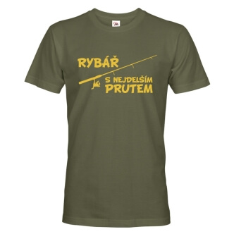 Rybářské tričko s potiskem Rybář s nejdelším prutem