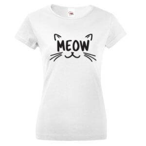 Dámské tričko s kočkou s potiskem Meow