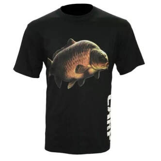 Černé rybářské tričko s potiskem Carp