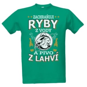 Rybářské tričko s potiskem Ryby z lahví