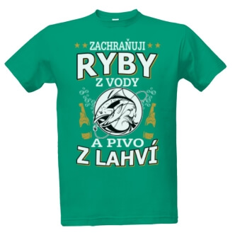 Rybářské tričko s potiskem Ryby z lahví