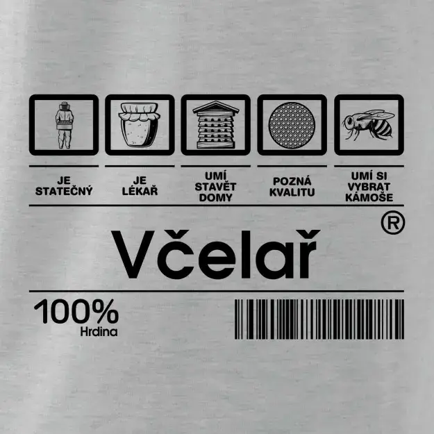 Triko Čárový kód včelař detail potisku
