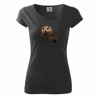 Dámské tričko s potiskem fotografie sovy