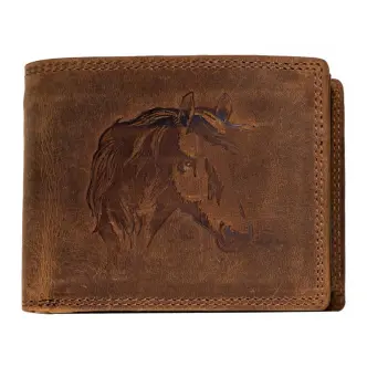 Hnědá kožená peněženka s hlavou koně