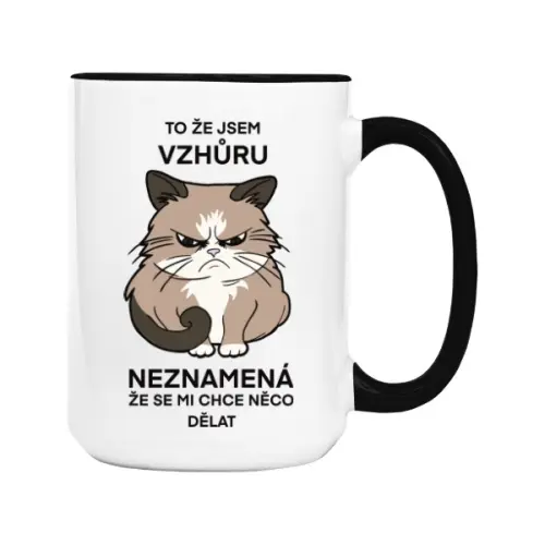 Hrnek s kočkou s potiskem Ranní nechuť