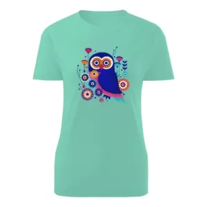 Tričko s potiskem Sova v květech